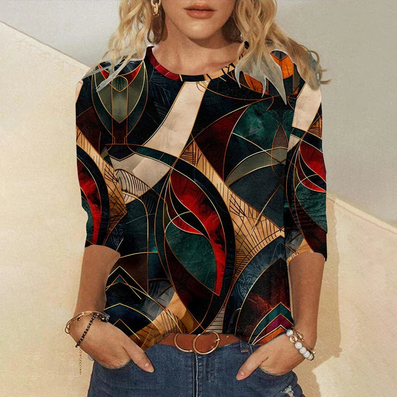 Camiseta con estampado abstracto vintage